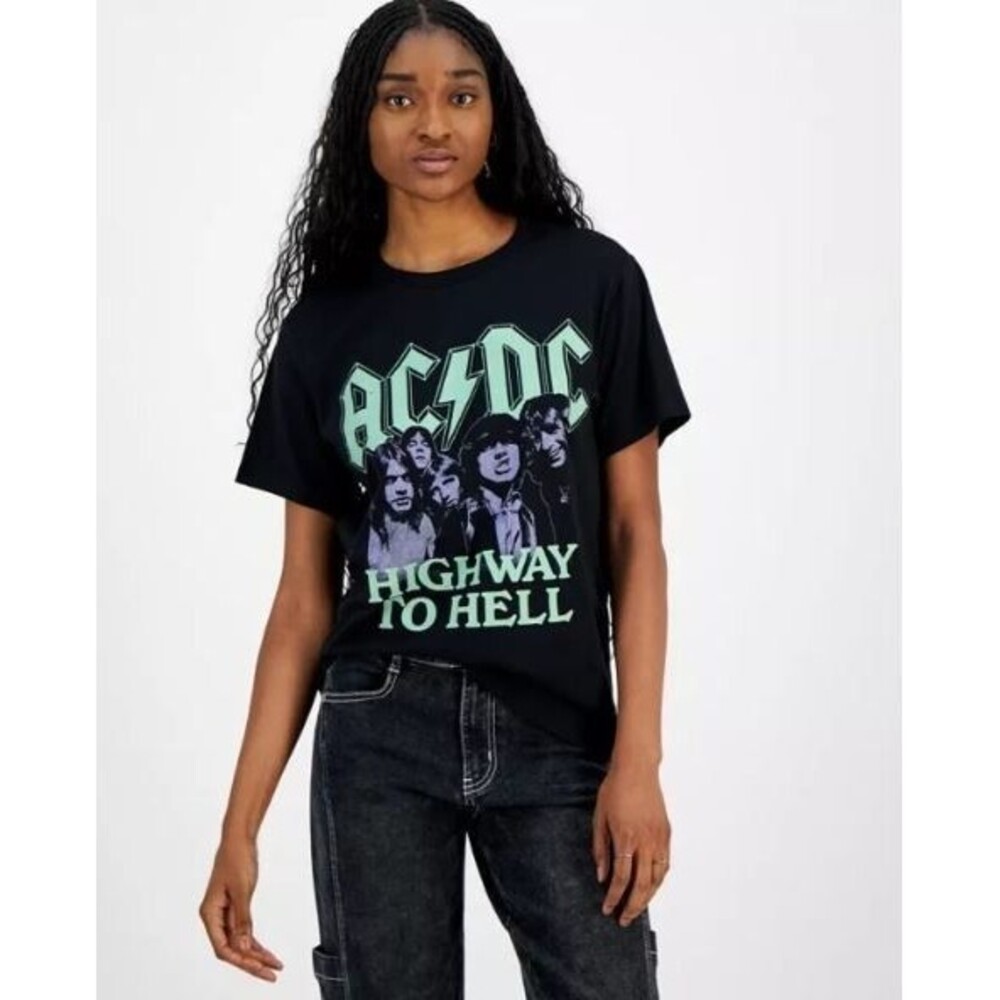 Grayson Threads Juniors’ AC/DC Highway to Hell Graphic T‑Shirt Black Small NWT